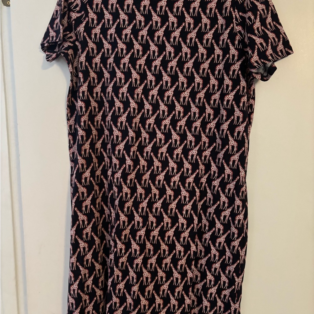 Biden Giraffe Print Black and Pink Dress